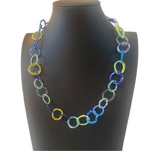Beautiful One of a Kind Hand Blown Glass Bead Necklace.
